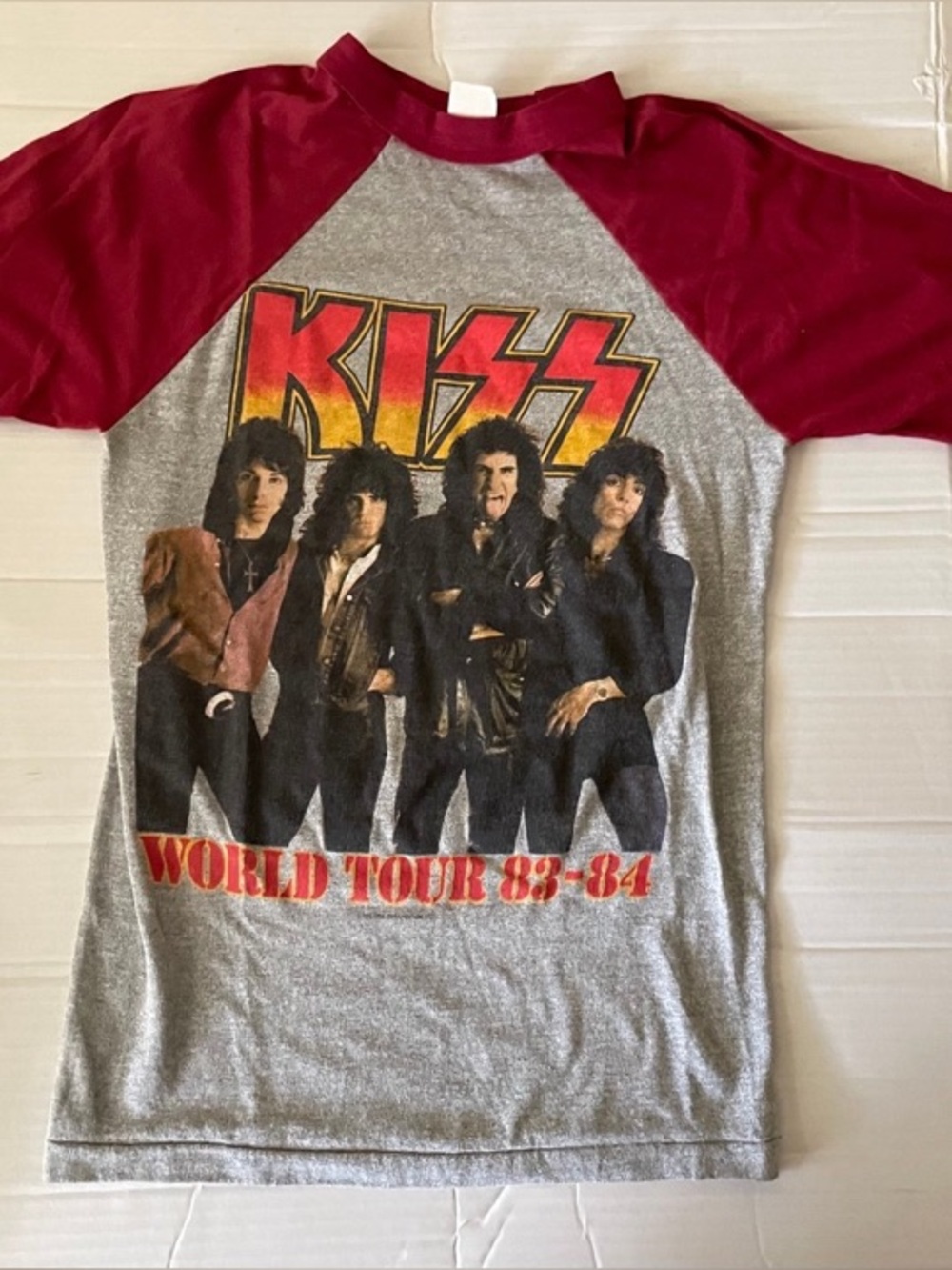 Vintage 1983 Kiss World Tour Raglan T-Shirt Single Stitch Grail Mens Med